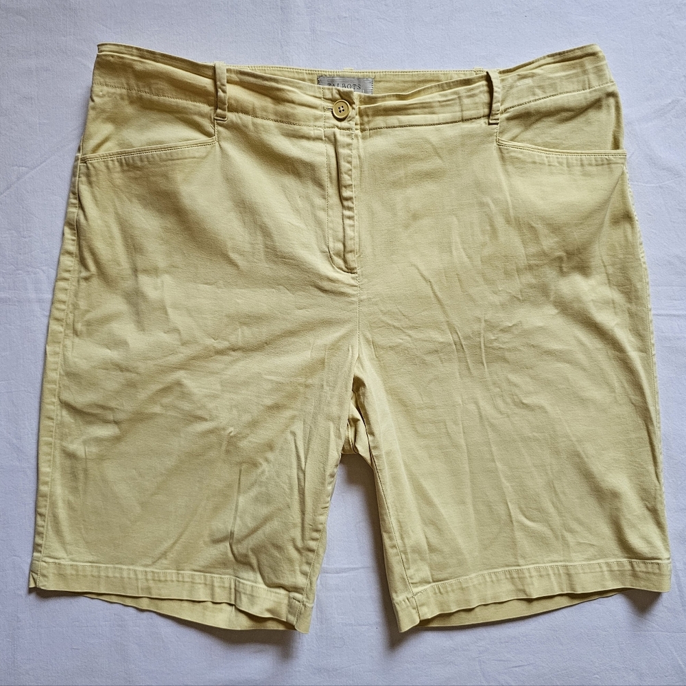 Talbots Cotton Blend Preppy Butter Yellow Strech Waist Bermuda Shorts Size 20W